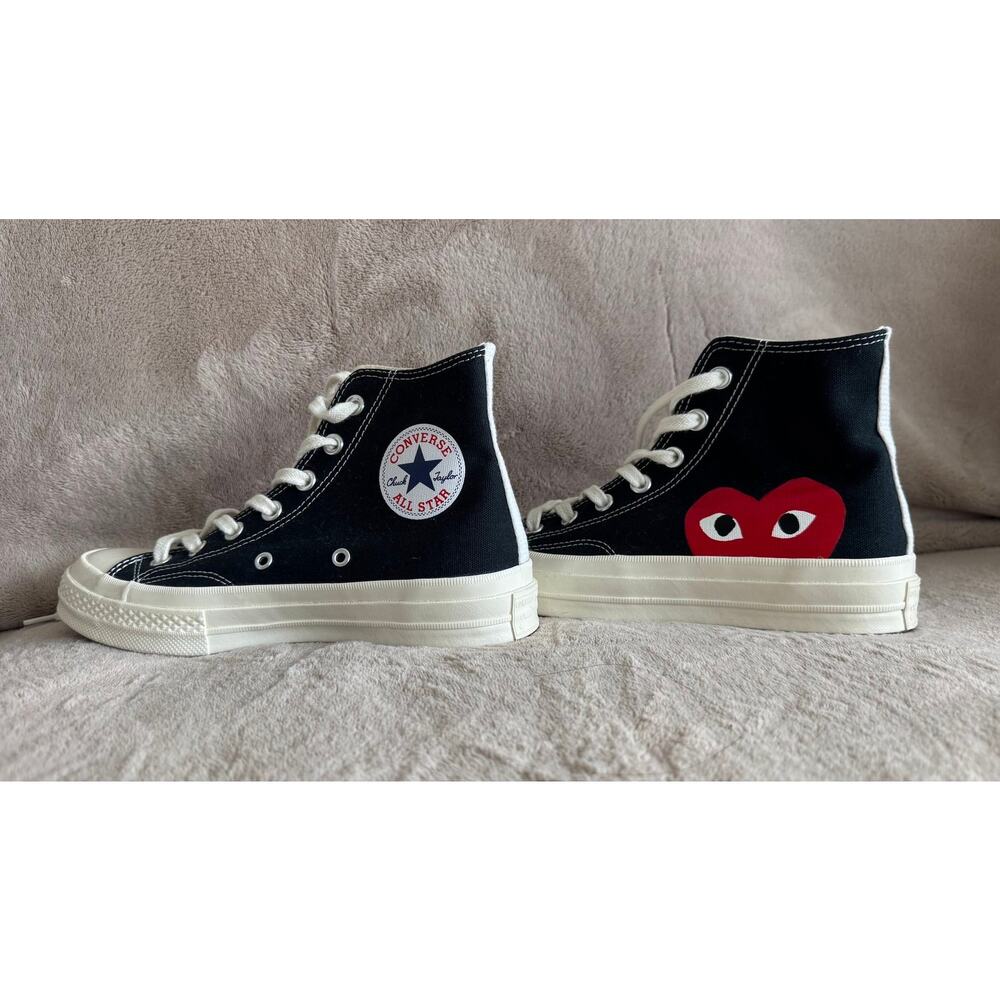 Converse x COMME des GARÇONS PLAY Chuck 70 High Black Heart Unisex-W7/M5 150204C - Picture 8 of 14